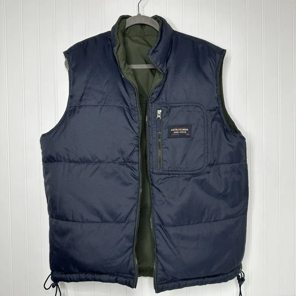 Y2K‎ Vintage Abercrombie & Fitch Duck Down Puffer Vest Reversible Size M READ